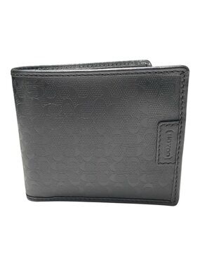 Coach Heritage Signature Embossed Men’s Double Billfold Wallet Black Like New